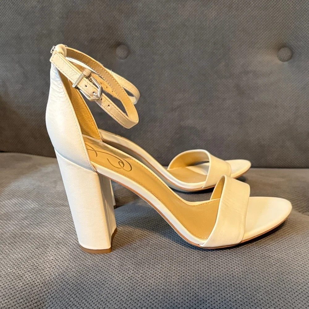 Sam Edelman White Ankle Strap Heels NWOT - Picture 3 of 8
